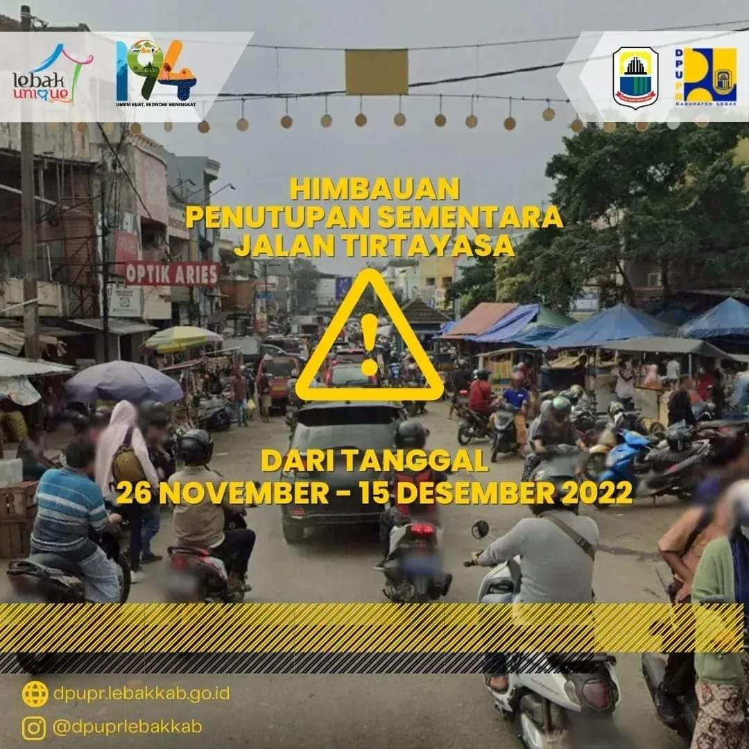 Akses Jalan Tirtayasa Pasar Rangkasbitung Sementara Ditutup