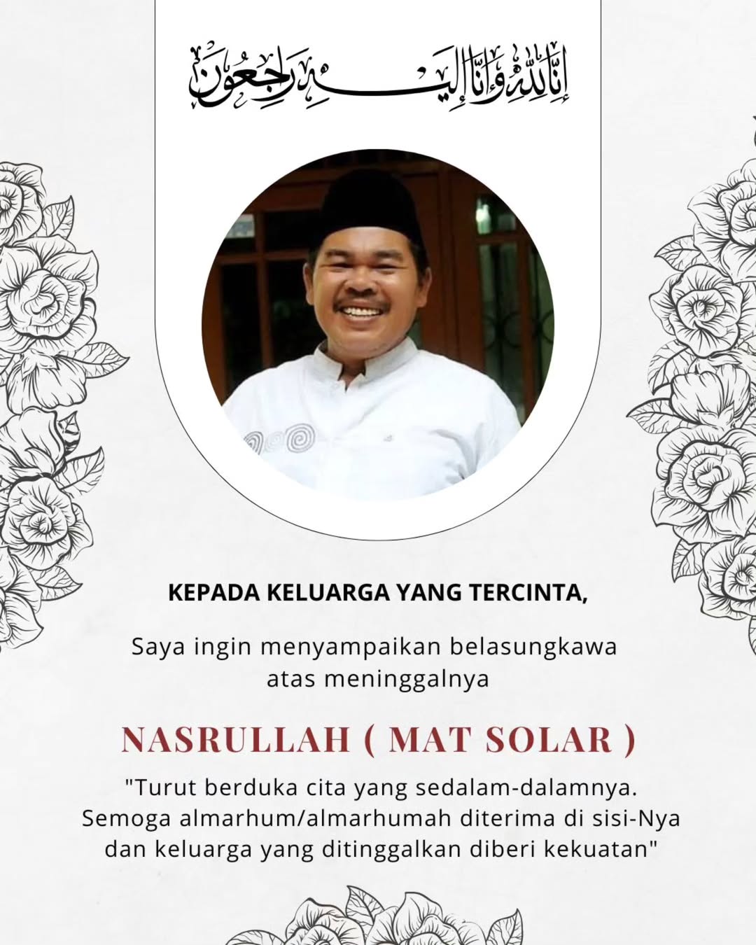 Mat Solar Wafat, Oneng Menangis: Maaf, Hak Abang Belum Bisa Diperjuangkan