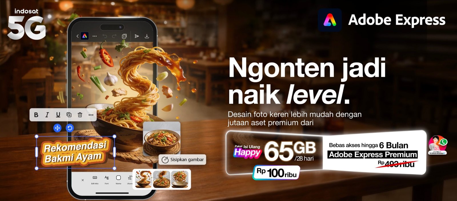 Adobe Express Premium 180 Hari Gratis untuk Pelanggan IM3 & Tri Modal Rp30 Ribu