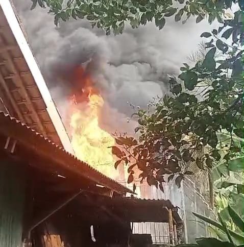 kondisi lokasi kebakaran shelter tower telekomunikasi Desa Citeras Lebak