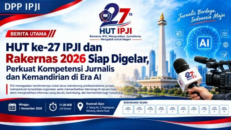 HUT ke-27 dan Rakernas 2026, IPJI Bidik Profesionalisme dan Kemandirian Jurnalis di Era AI