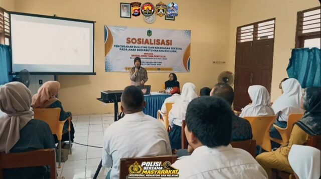 Sosialisasi pencegahan bullying dan kekerasan seksual terhadap anak berkebutuhan khusus oleh Unit PPA Polres Lebak di SKH PGRI Rangkasbitung.