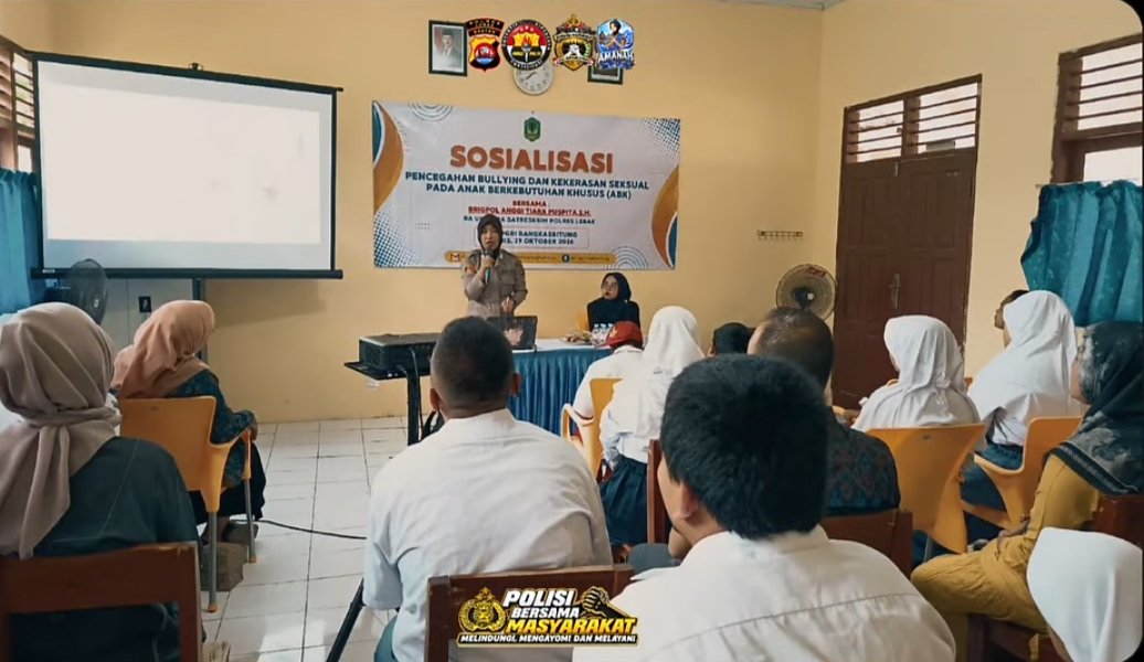 Sosialisasi pencegahan bullying dan kekerasan seksual terhadap anak berkebutuhan khusus oleh Unit PPA Polres Lebak di SKH PGRI Rangkasbitung.